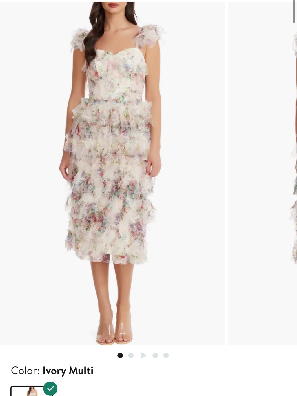 Dress The Population Ivory Multi Floral Tiered Midi Dress